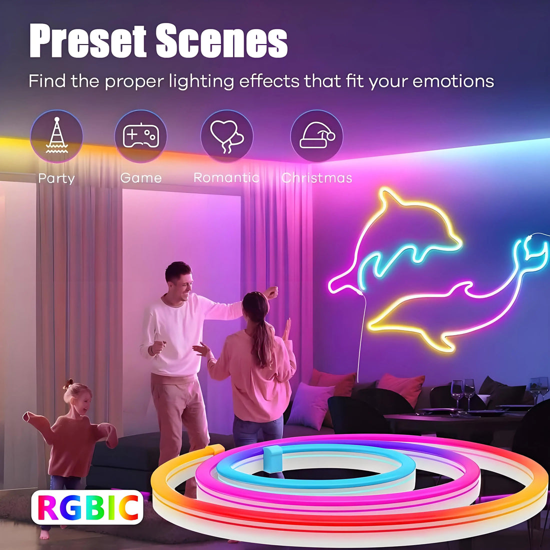 Rgb Fullcolor Programmable Lamp Tube Silicone Rope Strip Flex Led Neon Light for Indoor Decoration