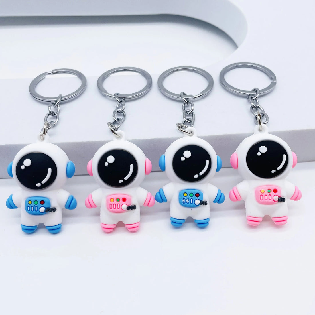 Cartoon Astronaut Keychain PVC Soft Rubber Keyring Student Backpack Pendant Small Gift Key Accessories Wholesale