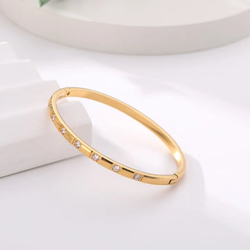 New Trend Stainless Gold Plated Waterproof Stainless Steel Designer Bangle Jewelry Accessories Gold Color