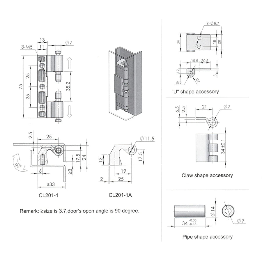 CL201-1 Spray Black Heavy Duty Hinge Industrial Hinges Door Hinge