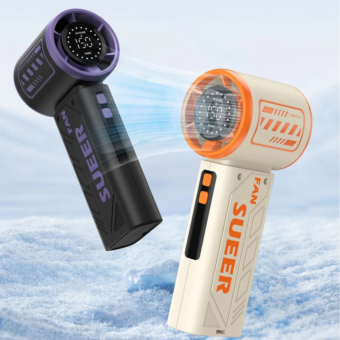 New High-Speed Mini Violent Handheld Fan USB Charging Digital Display Turbine Five Winds Speed Battery Powered