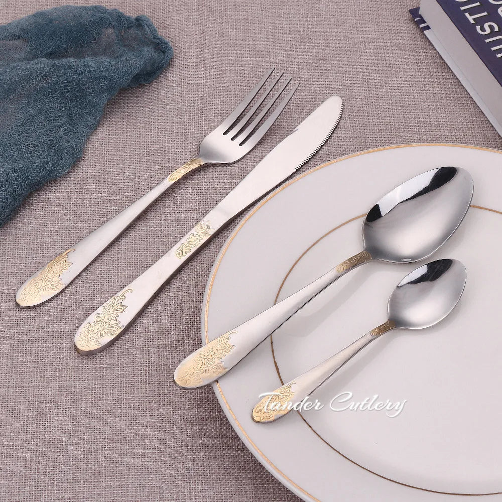 72/84Pcs Luxury High Quality Stainless Steel Cutlery Sets-Eco-Friendly Flatware for Restaurants for Parties Packaged in Gift Box