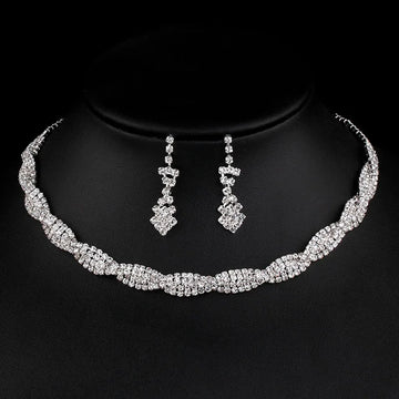 BLIJERY Fashion Bridesmaid Bridal Jewelry Sets for Women Rhinestone Crystal Necklace Earrings Sets Prom Wedding Jewelry Sets