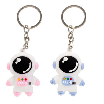 Cartoon Astronaut Keychain PVC Soft Rubber Keyring Student Backpack Pendant Small Gift Key Accessories Wholesale
