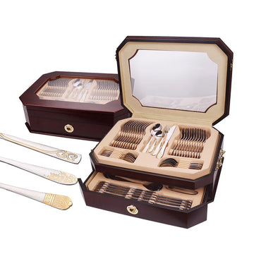 72/84Pcs Luxury High Quality Stainless Steel Cutlery Sets-Eco-Friendly Flatware for Restaurants for Parties Packaged in Gift Box