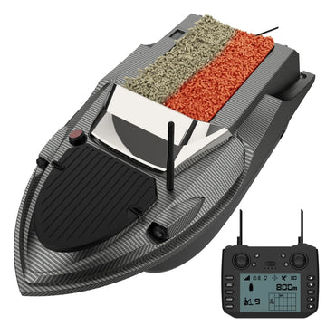 Carp fishing and entertainment rc bait boat with two hull intelligent remote control nesting ship black orange bait boat