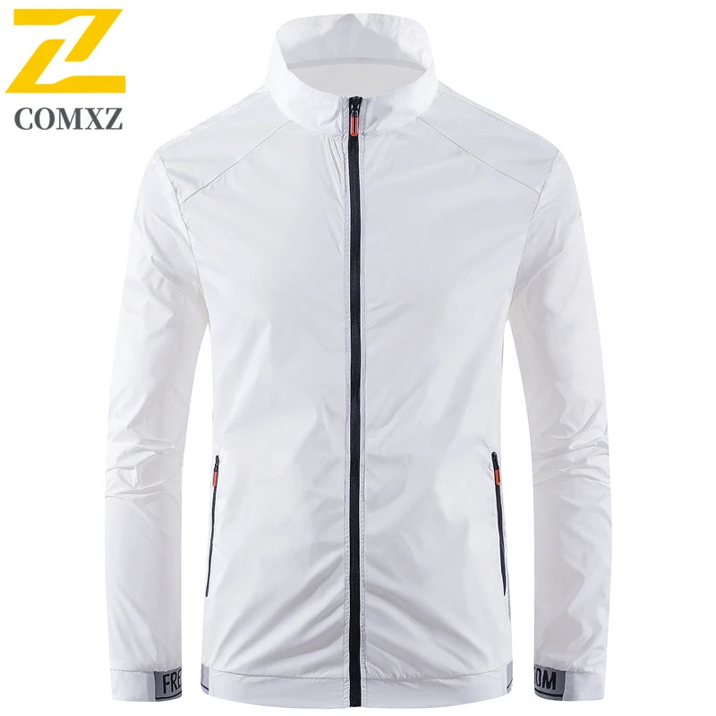 Men's Thin Jacket 2025 Summer New Ice Silk Breathable Quick Drying Sports Top Casual Outdoor Fishing Stand Up Collar Coat 4XL