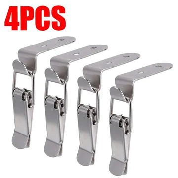 8/2PCS 90 Degree Duck-mouth Buckle Hook Lock Silver Metal Spring Hasp Latch Catch Clamps Wooden Box Loaded Draw Clasp Hardware