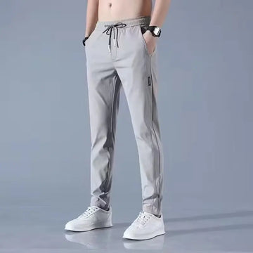 High end ice silk pants for men in summer, thin style, quick drying, large size, long pants for men in sports, casual