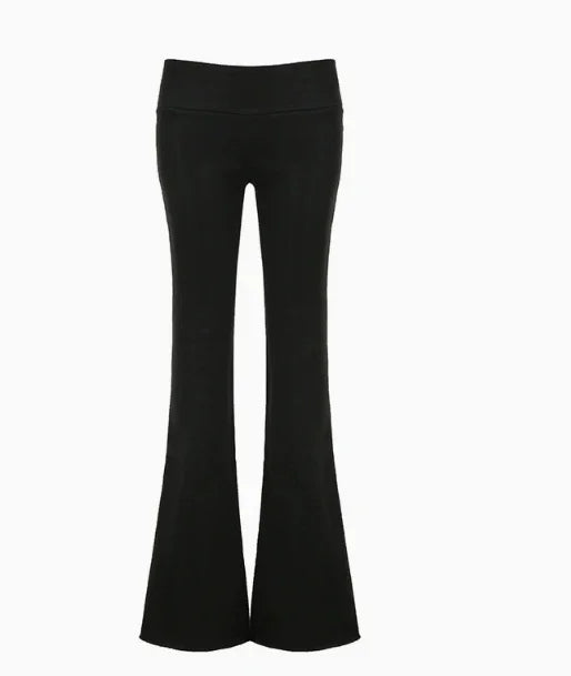 Women's Sexy Slim Pants Ribbed Solid Color Pants High Waisted Flared Pants Showing Longer Legs All-match Sports LongPants