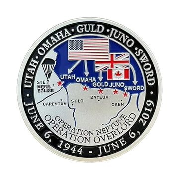 Normandy Landing 75th Anniversary Commemorative Coin Silvery Plated Metal Badge Craft Medal Collectible Coins