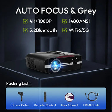 LED 4K Projectors Full HD Auto Focus WiFi Bluetooth Digital Projector with Projection Screen 1480 ANSI Lumen Home Theater Device