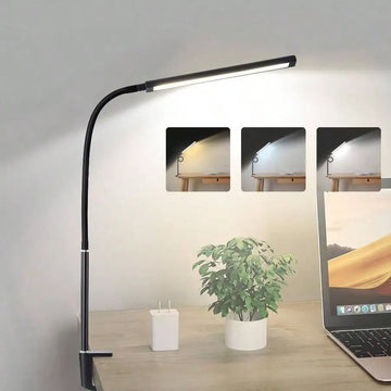 Onekawa Desk Lamp with Clamp Eye - Caring Clip on Light Adjustable Flexible Gooseneck Table Light for Home Office Bed Headboard