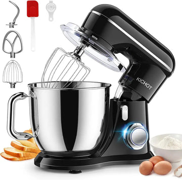 Stand Mixer, 10+P Speed 4.8 Qt. Household Stand Mixers, Tilt-Head Dough Mxier with Dough Hook, Beater, Wire Whisk & Splash Guard