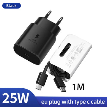 SAMSUNG 25W Charger 45W Adapter PD Type C Super Fast Charging Samsung Galaxy S25 S24 S23 S22 Ultra S21 A54 A34 Power Chargeur EU