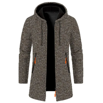 Spring Autumn Men's Hooded Long Jackets Solid Kintting Cardigan Outwear Casual Male Coats Zipper Warm Streetwear Hoodies Jacket