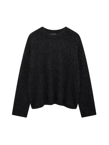 TRAF Women's Solid Colour Round Neck Sweater Commuter Style New Burgundy Pullover Long Sleeve Knit Sweater Casual Womenswear