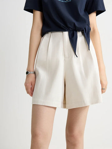 DUSHU Summer Versatile Casual Cleanfit Women's Shorts High Waist 2024 Summer New Elastic Female Office Short Pants 24DS82555