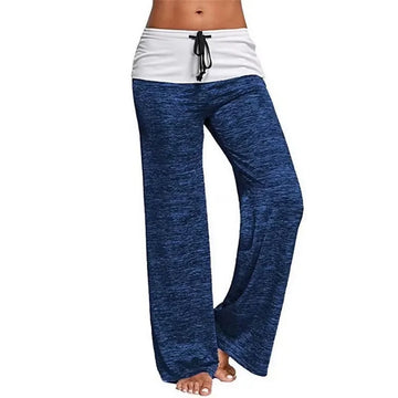 2025 New Loose Leggings Women Wide Leg Pants Lace Up Fitness Plus Size Trousers High Waist Female Patchwork Boot Cut Pants