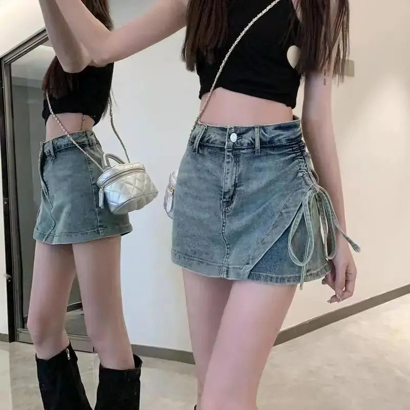 Denim Skirt Retro High Waist Slim Hip Prevents Exposure