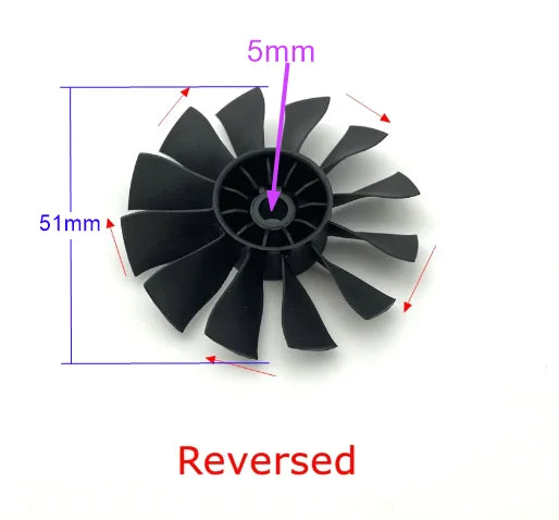 50mm EDF Propeller Duct Fan 12-Blades Normal And Reverse Good For RC Twin 50mm EDF RC Jet Airplane ME262 T50