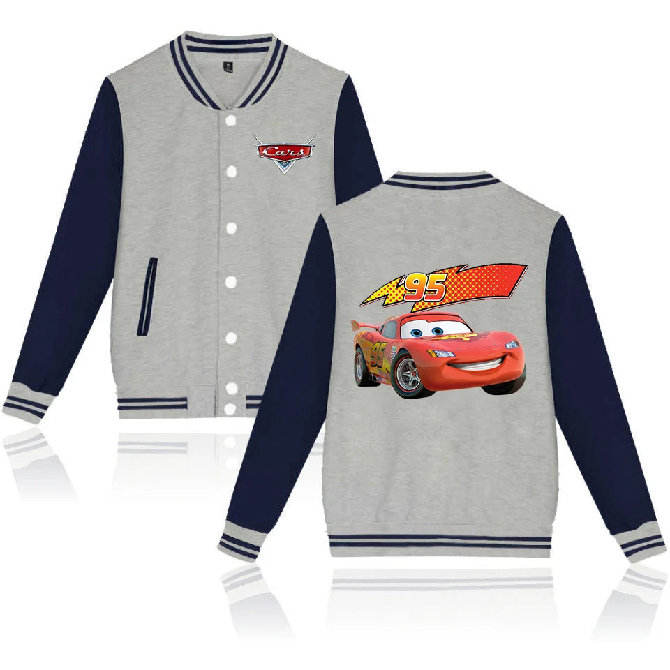 Pixar Cars Lightning McQueen Baseball Jacket Men Women Hip Hop Harajuku Jackets Streetwear Kids Boys Girls College Coats