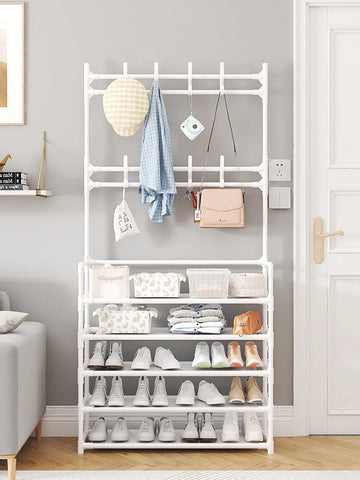 Multifunctional 5-Tier Shoe Rack Simple Integrated Storage Household Stand Clothes Coat shoemaker organizer