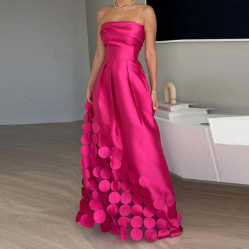 Strapless Slim Fit Patchwork Holiday Dress, Women Summer Sexy Backless Sleeveless Maxi Party Dress, 2025 Elegant Ladies Dress