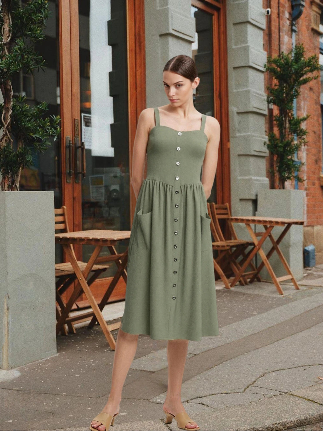 Joyccin Vintage Backless Sundress Womens Trendy Mini Beach Dress Button Detail Summer Casual Sexy Boho Style Sleeveless Vestidos