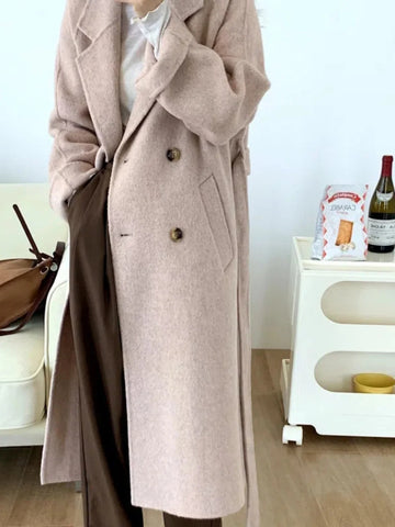 Classic Double-Breasted Woolen Coat Medium-Length Women's Sle Autumn Winter New Arrival Korean Version Straight Cut Suit