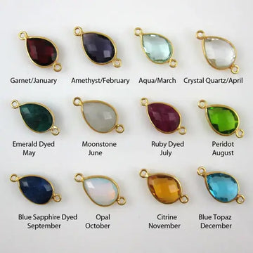 Gold Plated 12 Month Birthstone Charm Pear Shape 10x14MM Jewelry Finds Handmade Bezel Gemstone Charm Jewelry Accessories