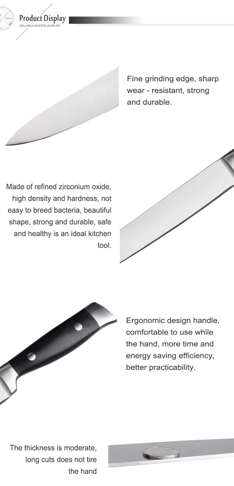 High-end 3CR13 Stainless Steel Forged Kitchen 5 Pcs Knife Set with Wooden Block