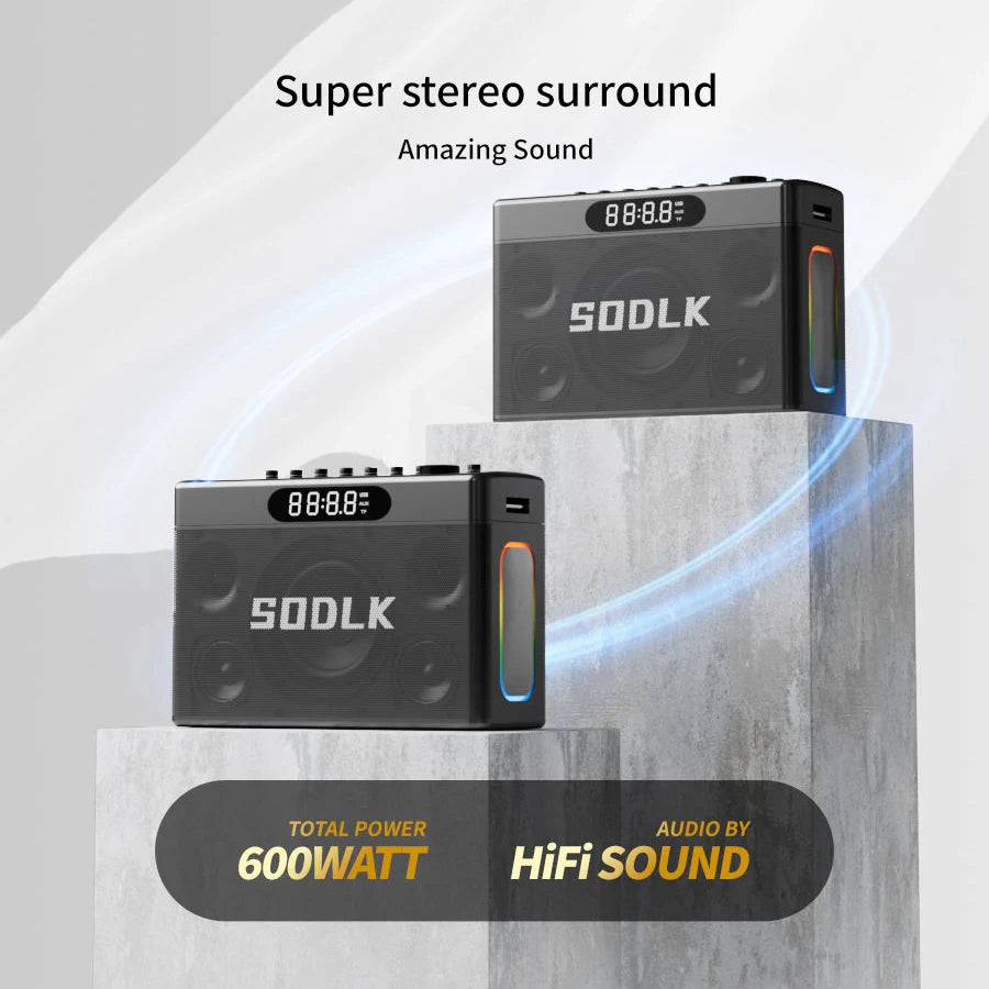 SODLK S1127 PLUS 300W Karaoke Machine Outdoor Portable Speaker With 2 Wireless Microphones Supports AUX MIC OTG Live for Party