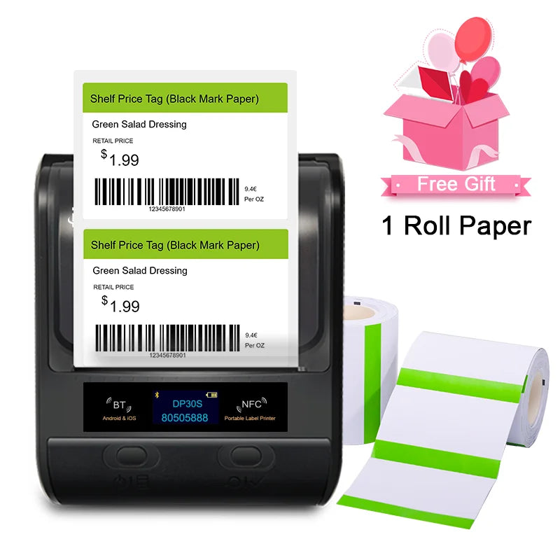 DETONGER DP23S/DP30S Multifunctional Wireless BT Mobile for Android iOS Barcode Thermal Label Maker Printer