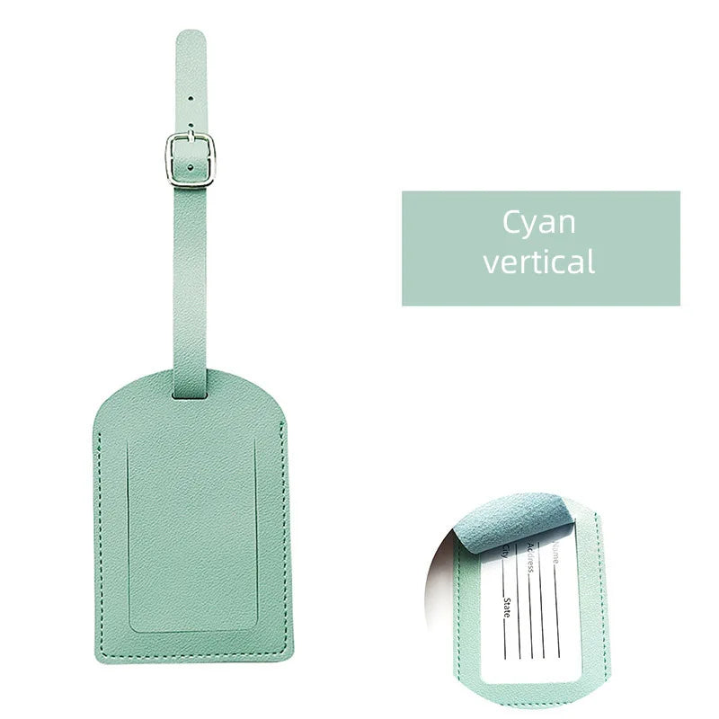 leather luggage tag 1 PCS Travel fashion solid color PU leather luggage tag suitcase luggage tag travel accessories name ID address portable tag