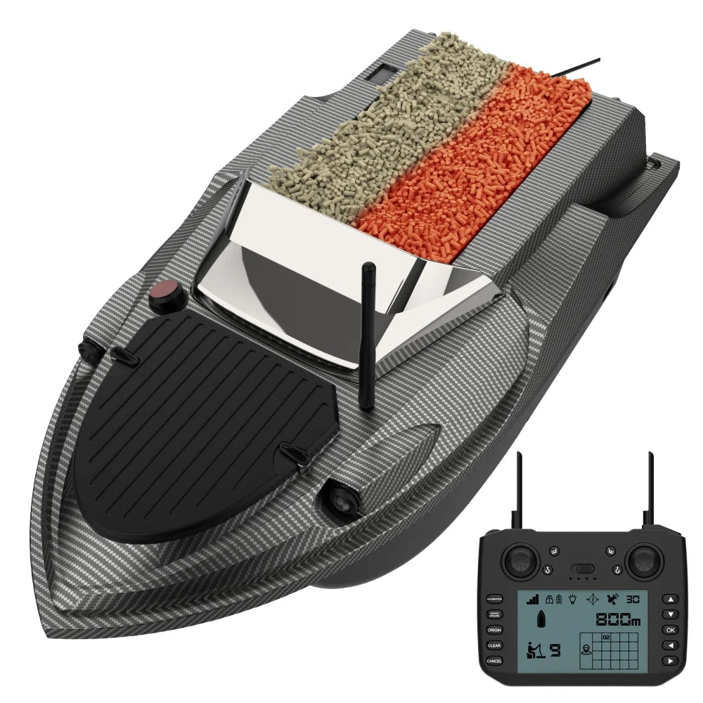 Carp fishing and entertainment rc bait boat with two hull intelligent remote control nesting ship black orange  bait boat