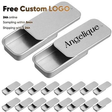 storage box 10/PCS Free Custom Metal Rectangular Empty Tin Box Tinplate Push Candy Cases Bins Hinged Containers Small Organizer Storage Box