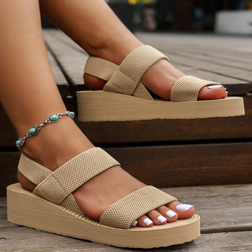 LADIES SHOES SAMPLE Women's Light Weight Wedge Sandals Open Toe Platform Thick Soled Summer Casual Slingback Shoes with Back Strap Leisure Footwear