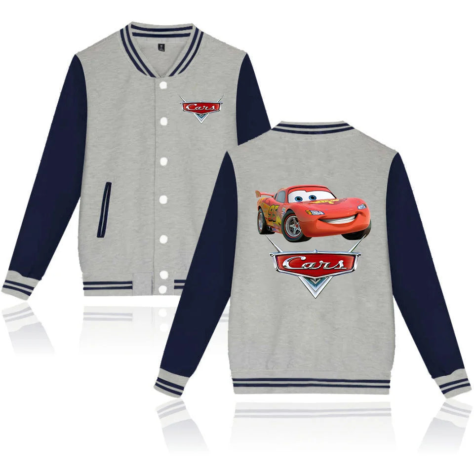 Pixar Cars Lightning McQueen Baseball Jacket Men Women Hip Hop Harajuku Jackets Streetwear Kids Boys Girls College Coats