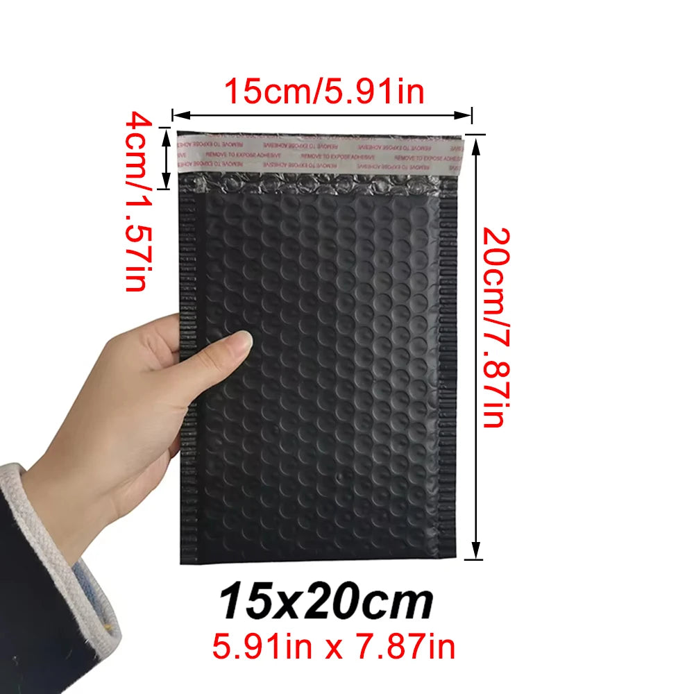 50 Pcs 18*20cm Bubble Envelope Black Bubble Mailer Bubble Mailers Padded Envelopes Gift Packaging Lined Self Seal Bag
