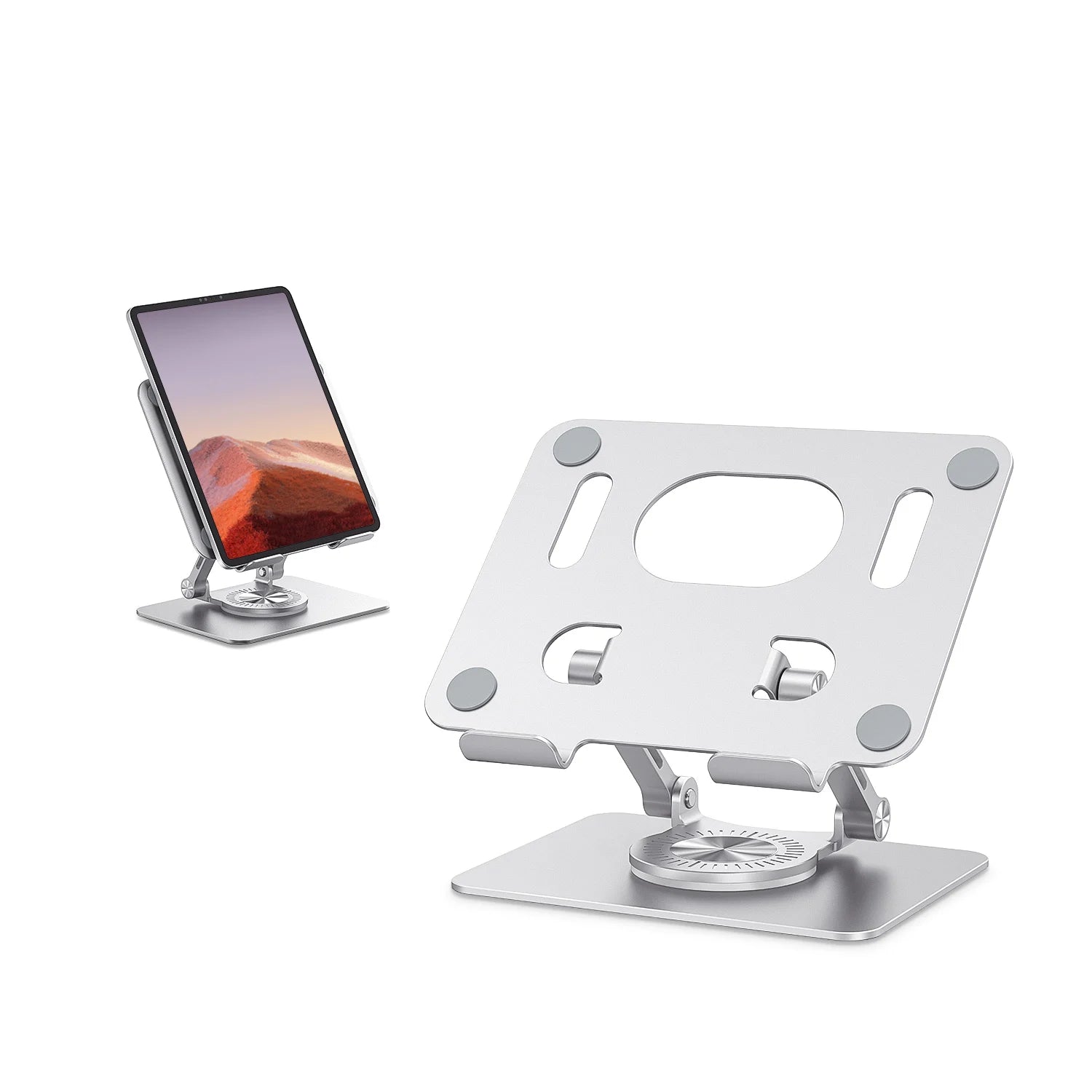 STEEL BASE,ALUMINIUM BASE ST02 Tablet Stand Adjustable with 360 Swivel Base Aluminum Tablet Stand Holder Universal Tablet Holder for iPad Samsung