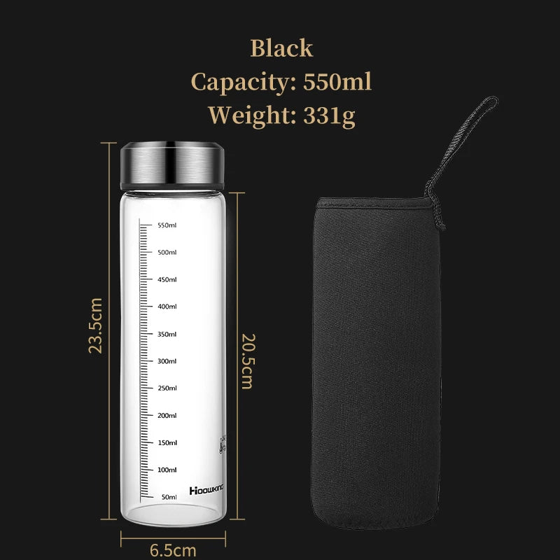 Glass bottle Portable Glass Water Bottle Hot Milk Bottle graduated Cup with Lid Refrigerated Milk Tea Cup Outdoor sports water bottle