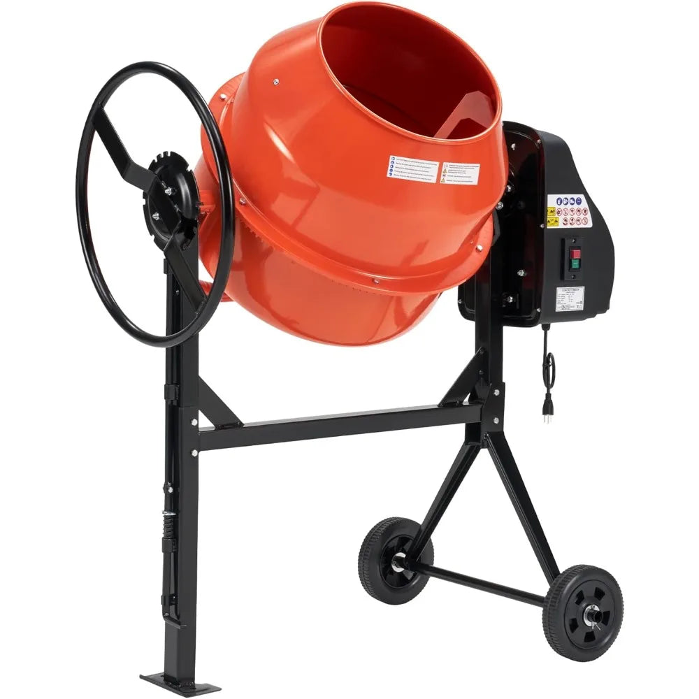 Big Rotating machine 4.9 Cu.Ft. Electric Cement Mixer, 550W Portable Concrete Mixing Machine with 140L Drum, 110V Motor, 30RPM Rotation