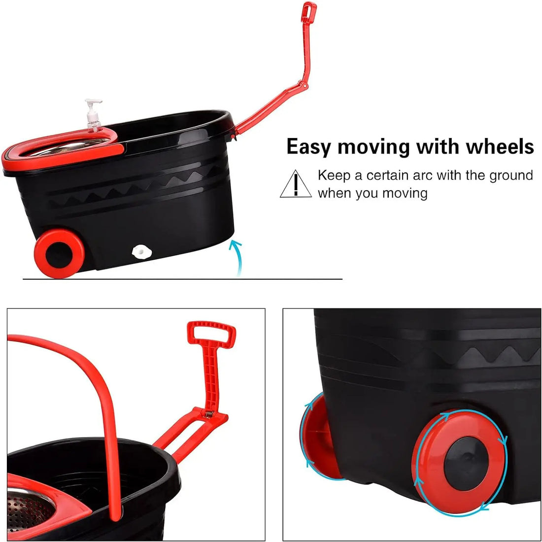 Spin Mop Bucket Sets 360° Spinning Floor Cleaning System with 3 Microfiber Replacement Heads, Extended Handle Household Item