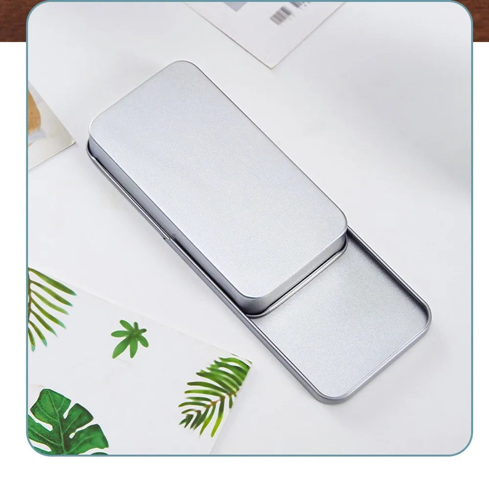 storage box 10/PCS Free Custom Metal Rectangular Empty Tin Box Tinplate Push Candy Cases Bins Hinged Containers Small Organizer Storage Box