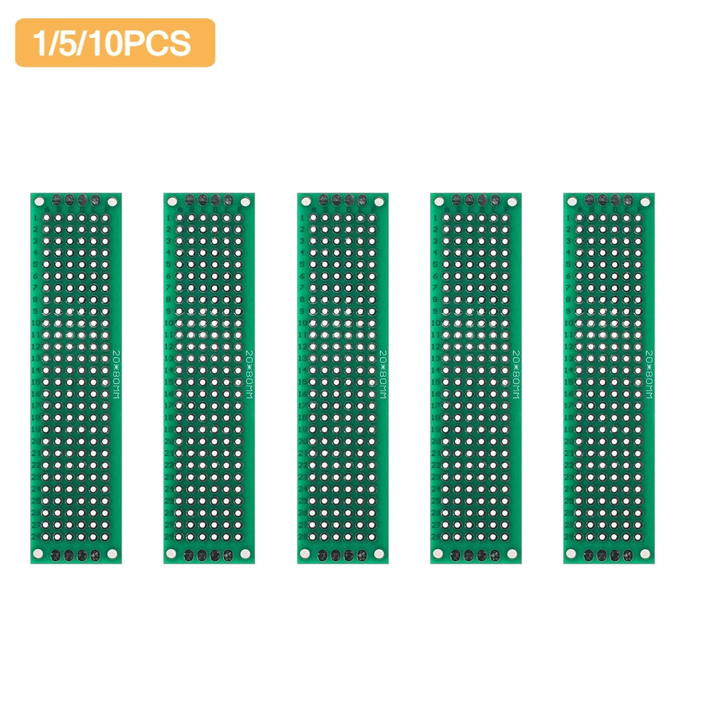 1/5/10PCS 2*8CM Double Sided PCB Soldering Board Green Universal Printed Circuit Board 2X8CM Prototype Boards DIY Electronic Kit