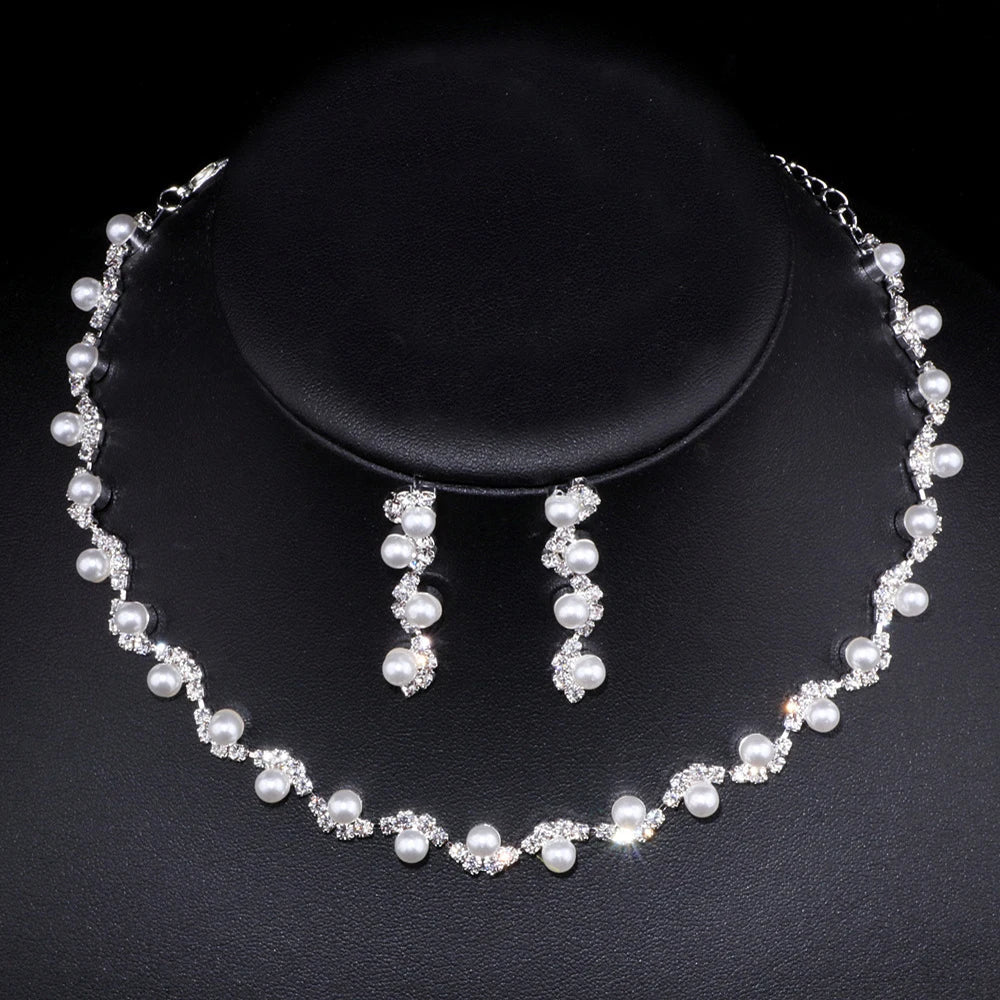 BLIJERY Fashion Bridesmaid Bridal Jewelry Sets for Women Rhinestone Crystal Necklace Earrings Sets Prom Wedding Jewelry Sets