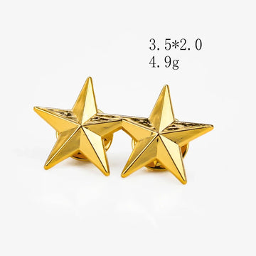 zinc alloy pin 1PCS Golden Color Pentagram Stars Zinc Alloy Metal Brooch Military Rank Epaulet Cockade Souvenir Badge DIY Uniform Jewelry Pins