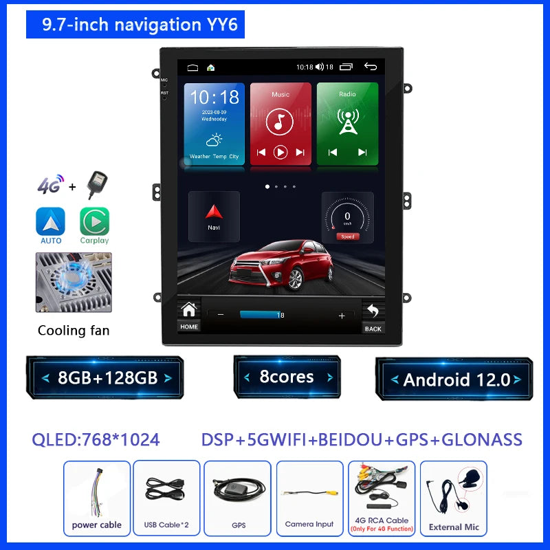 KNOWRO 9.7Inch Android 12 Carplay Auto 8Core DSP For Nissan Car Radio Multimedia Video Player Navigaion 2Din