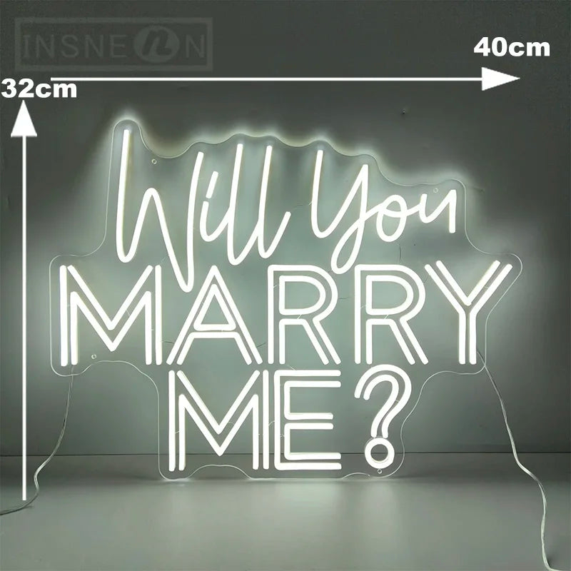 Will You Marry Me Neon Signs LED Wedding Mariage Decor Signboards Party Room Wall Decor Wedding Neon Sign with 12V Power Adapter
